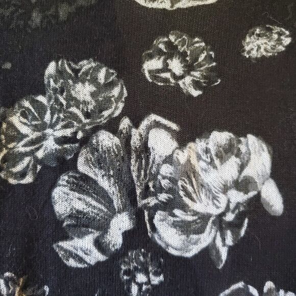 Prabal Gurung Womens M Black & White Floral Print V Neck Button Cardigan Cotton - Picture 11 of 11